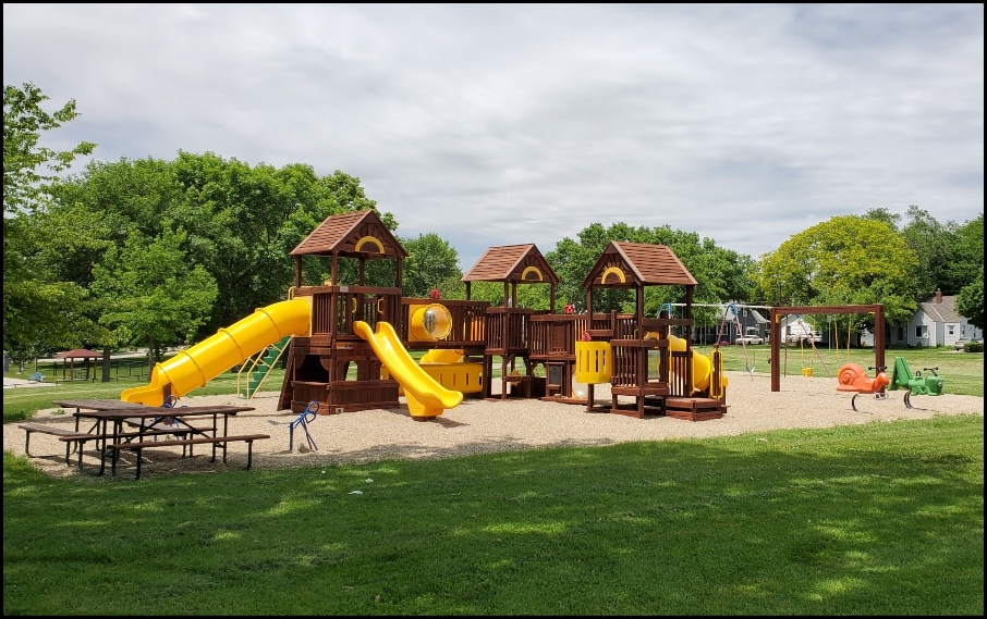 Playground camping in Mason City, Iowa