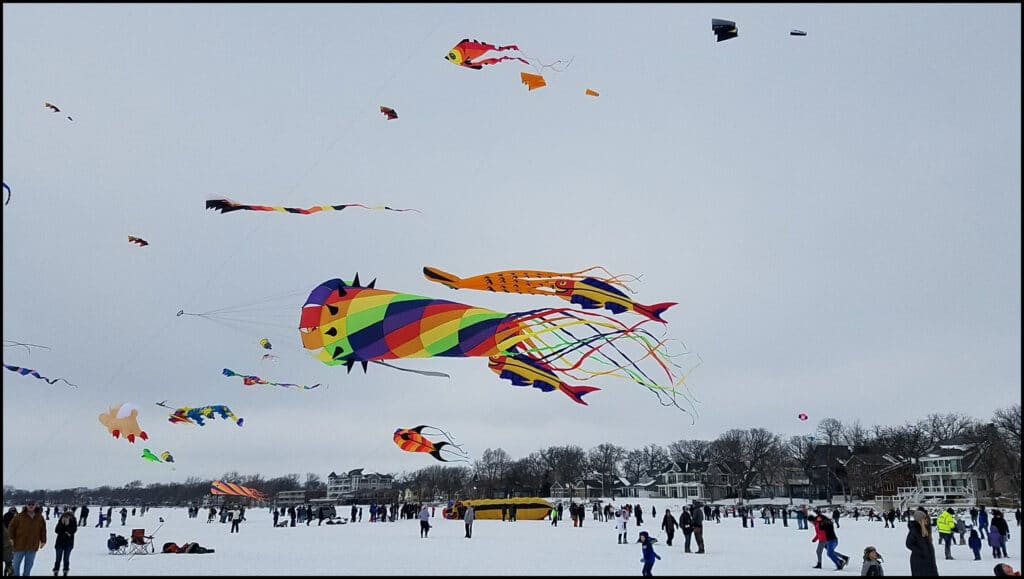 Color The Wind Kite Festival On A Frozen Lake In Clear Lake, Iowa