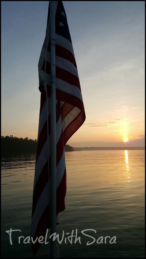 Flag and sunset at Gordon Lodge