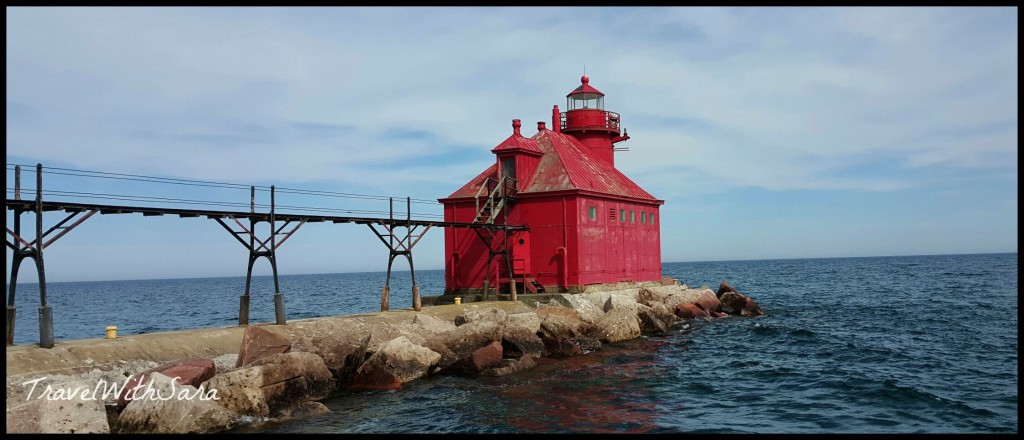 Red lighthouse in Door County