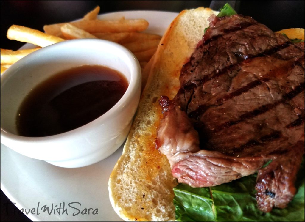 steak sandwich at the pub