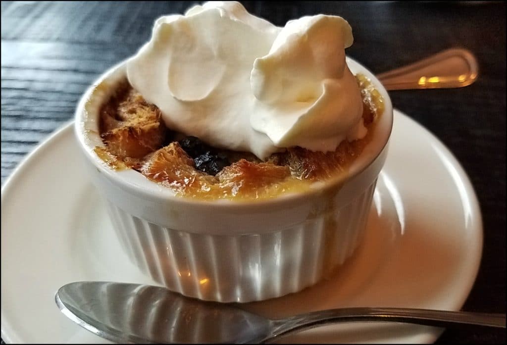 Bread pudding at Fieldhouse Clear Lake Iowa