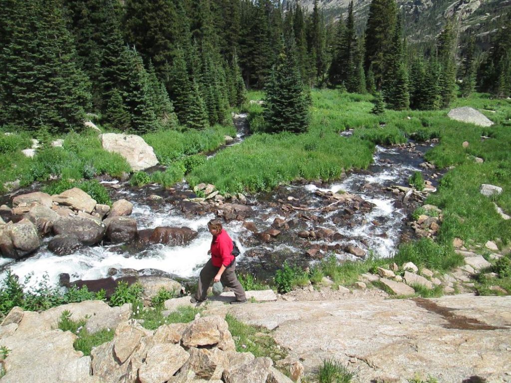 Sara hiking in RMNP