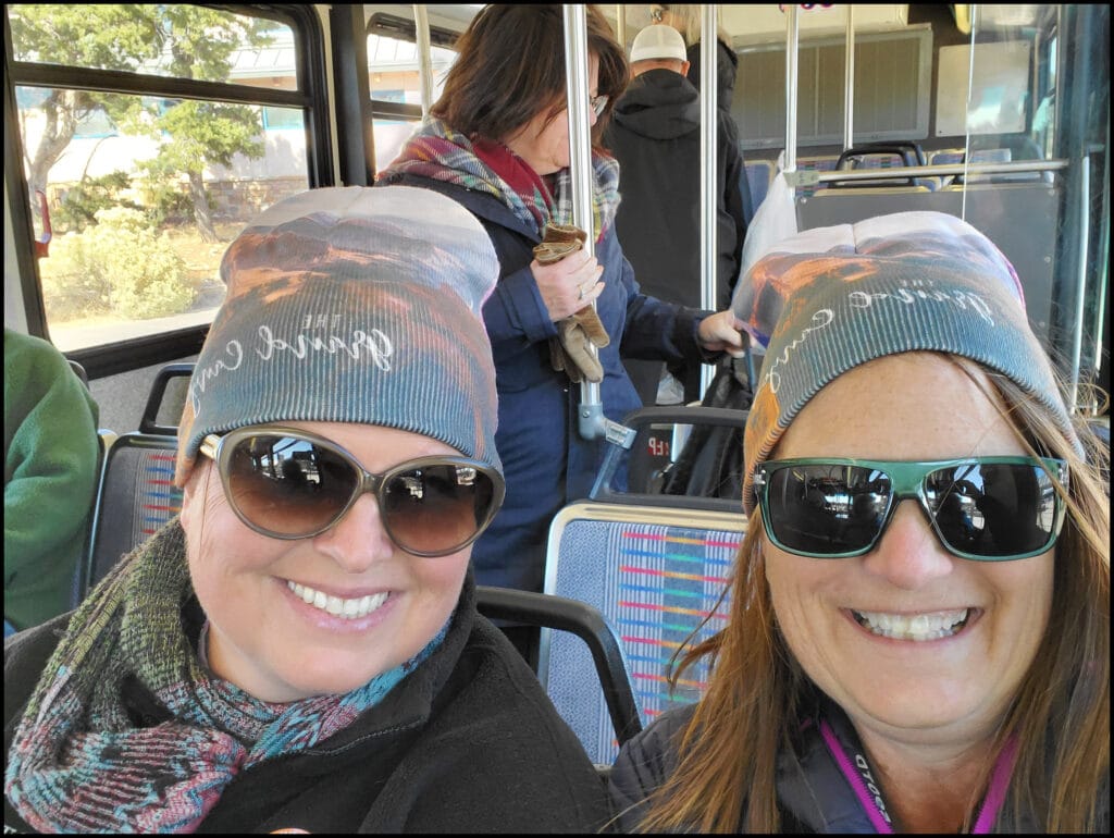 Sara and Melody on bus at Grand Canyon