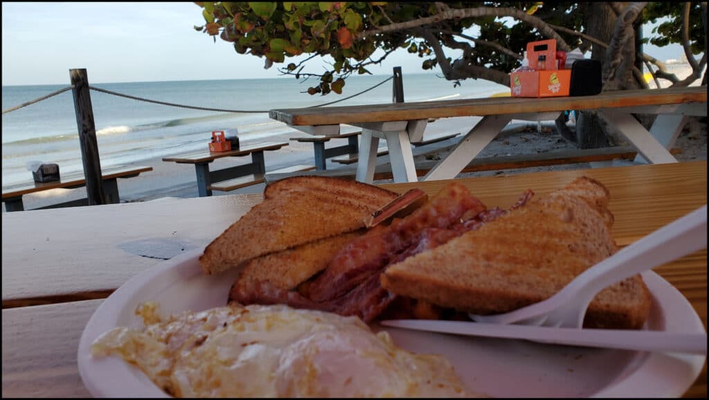 Breakfast in Pass a Grille on beach