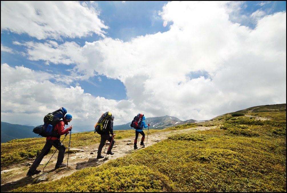 Hiking in mountains