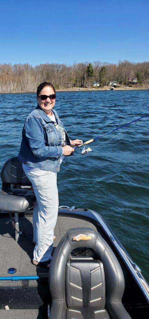 Sara fishing Shell Lake
