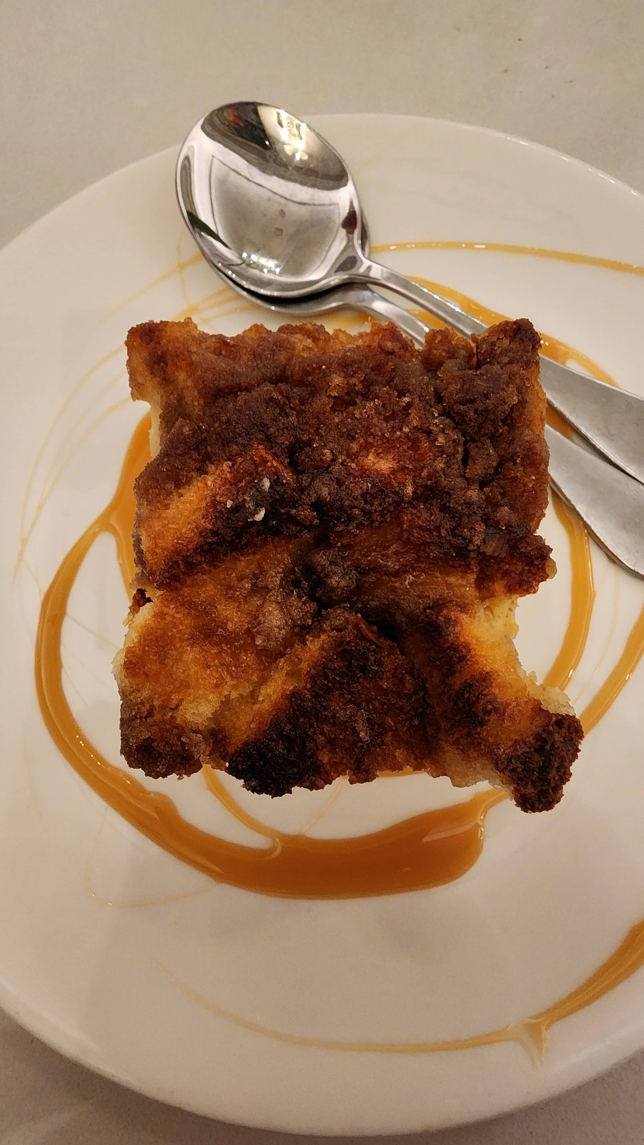 white chocolate bread pudding with caramel