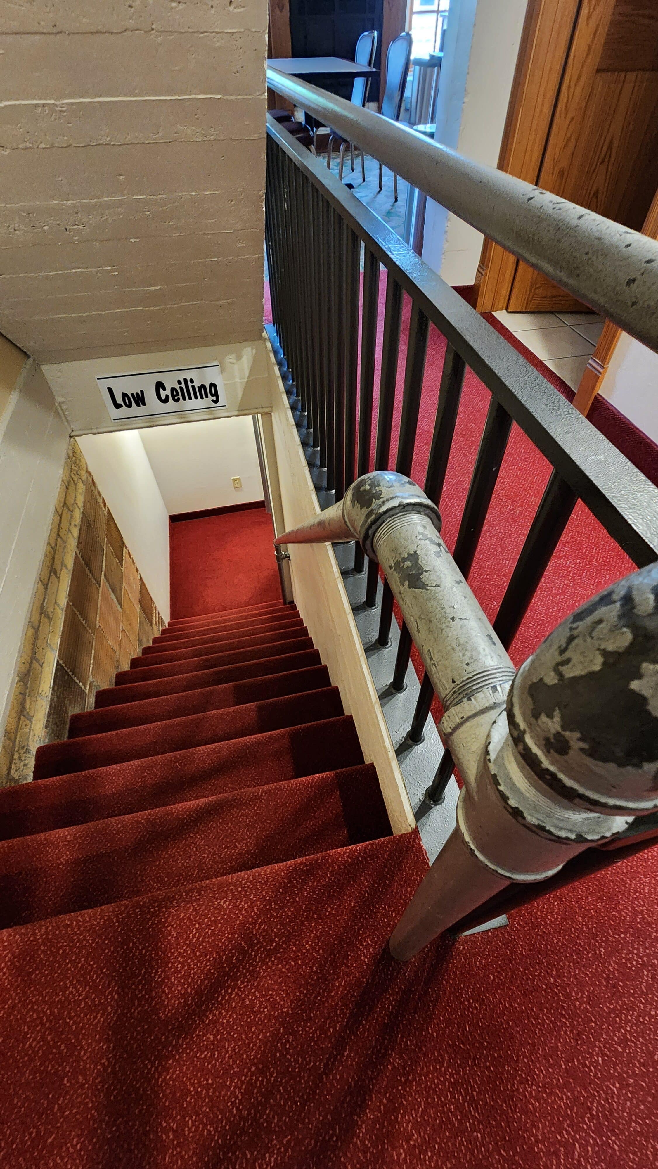 Stairs at Stone Mill with low ceiling