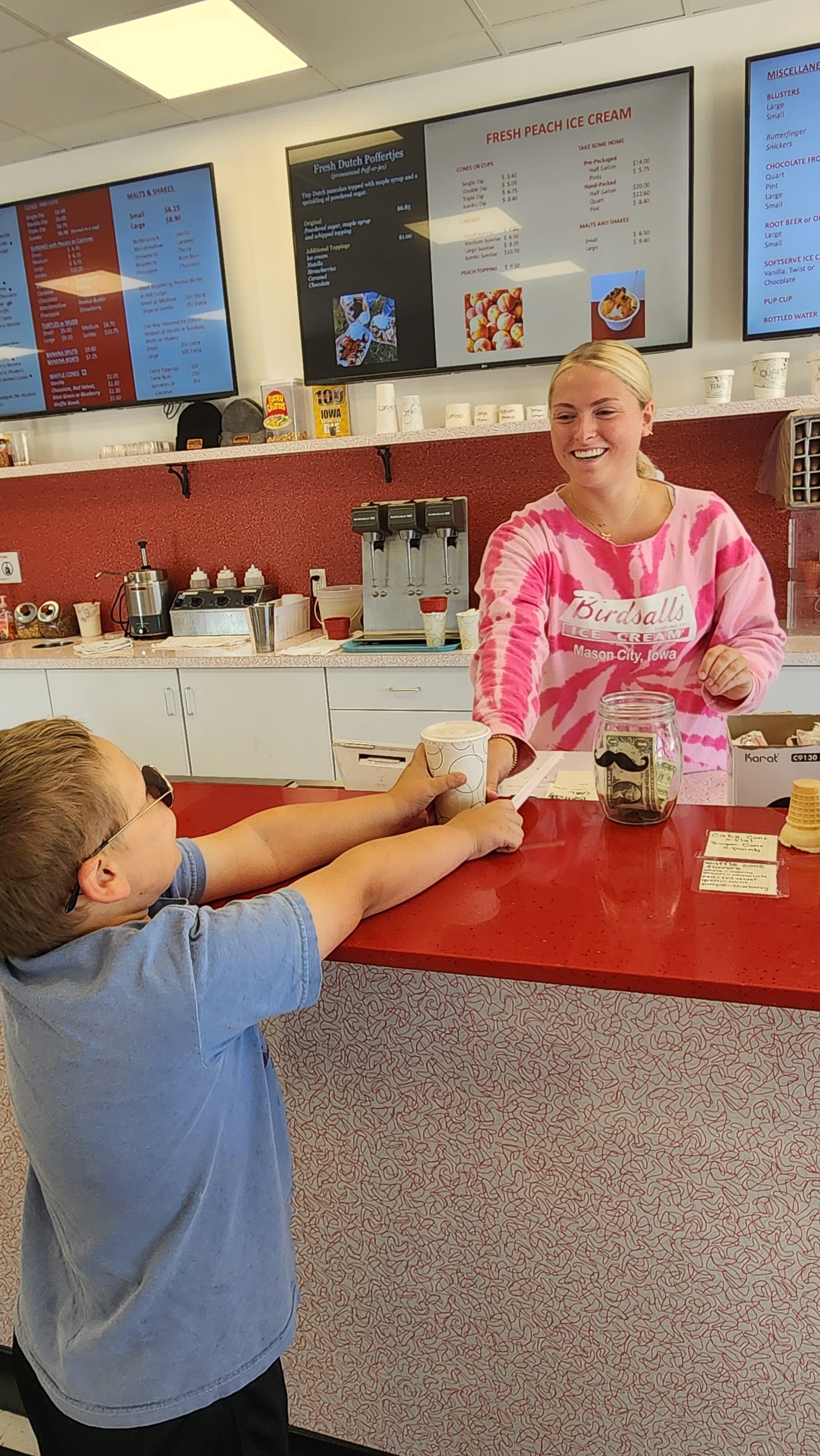 girl serving malt