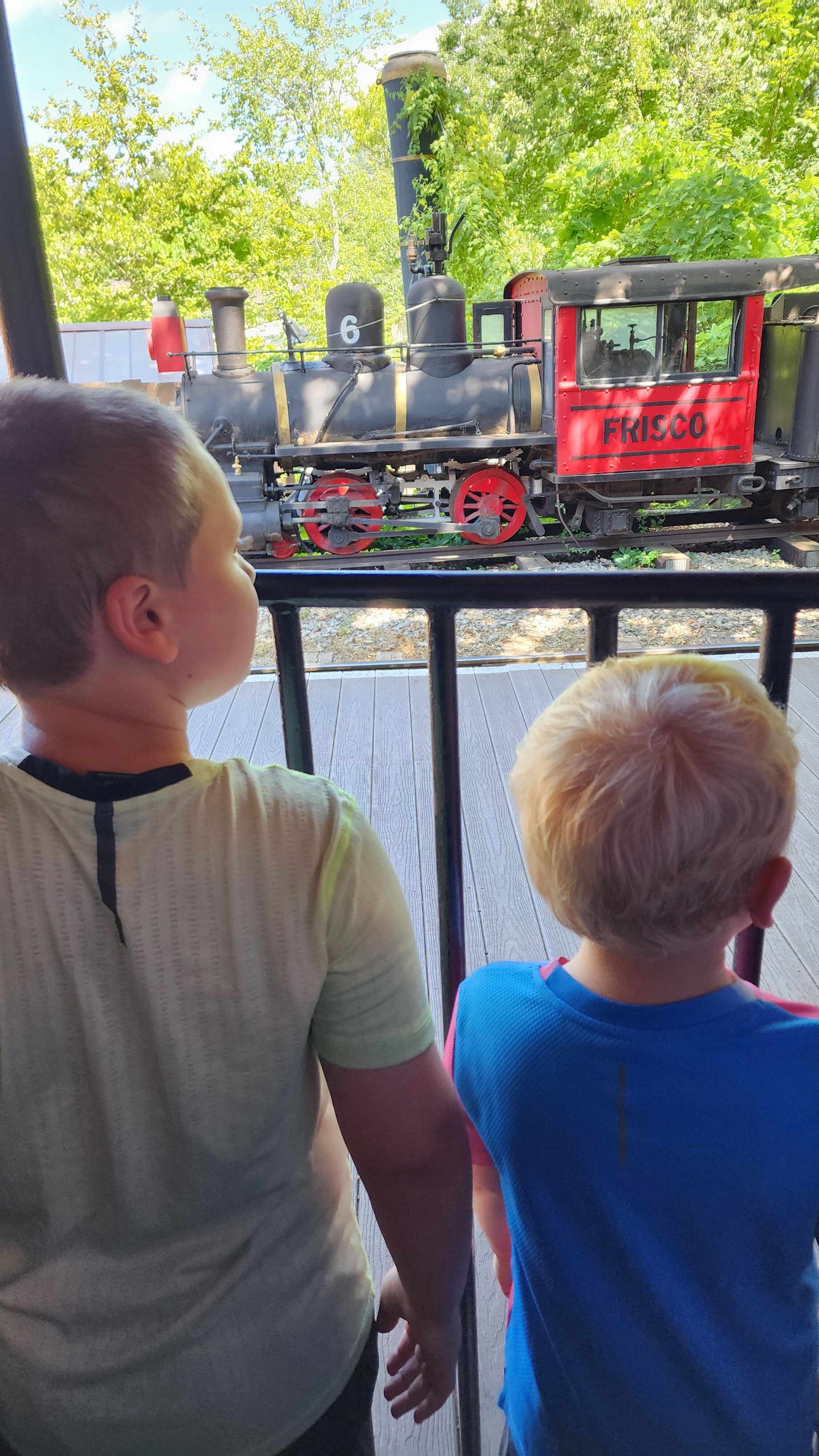 boys watching train