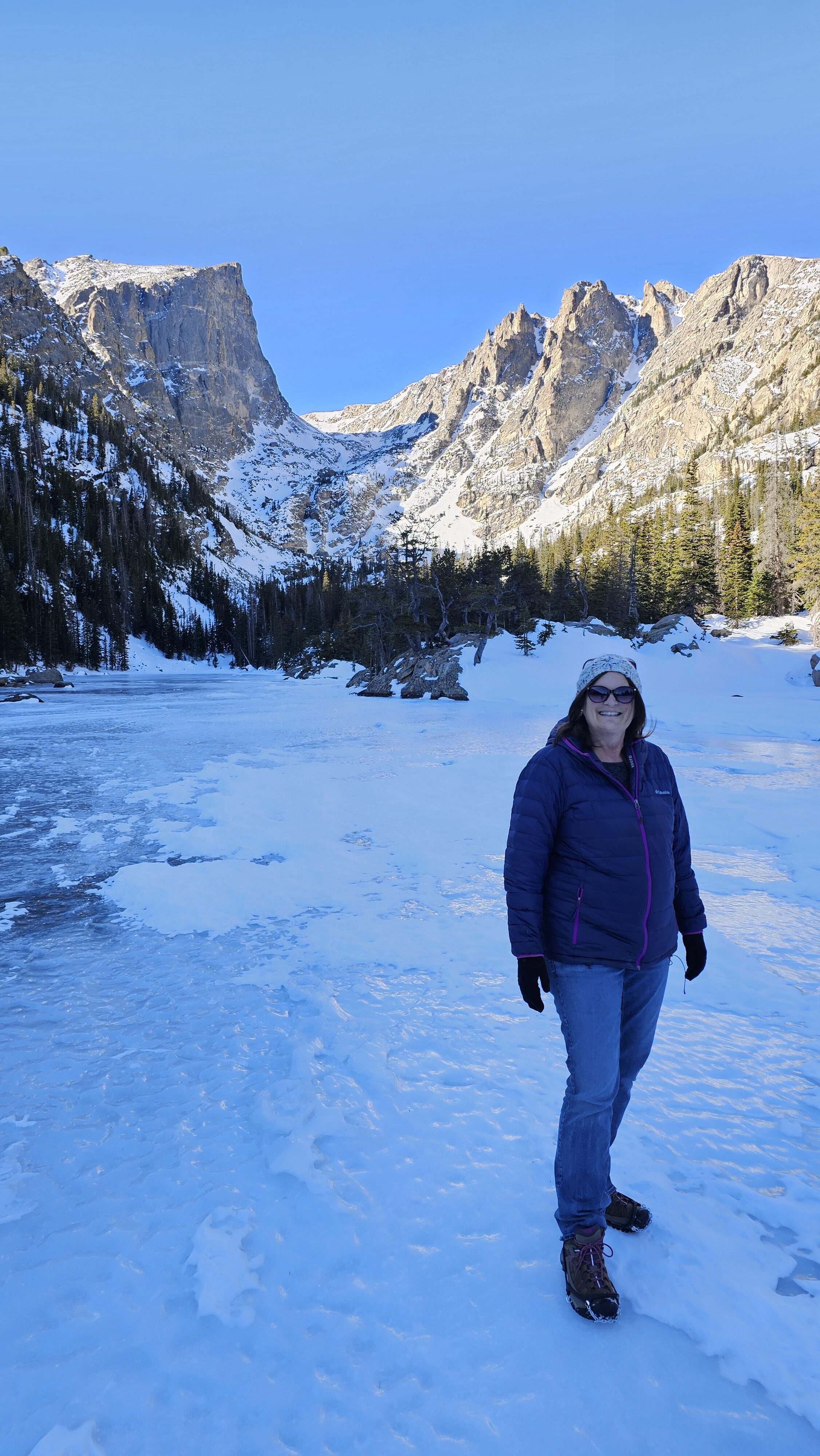 woman at frozen lake