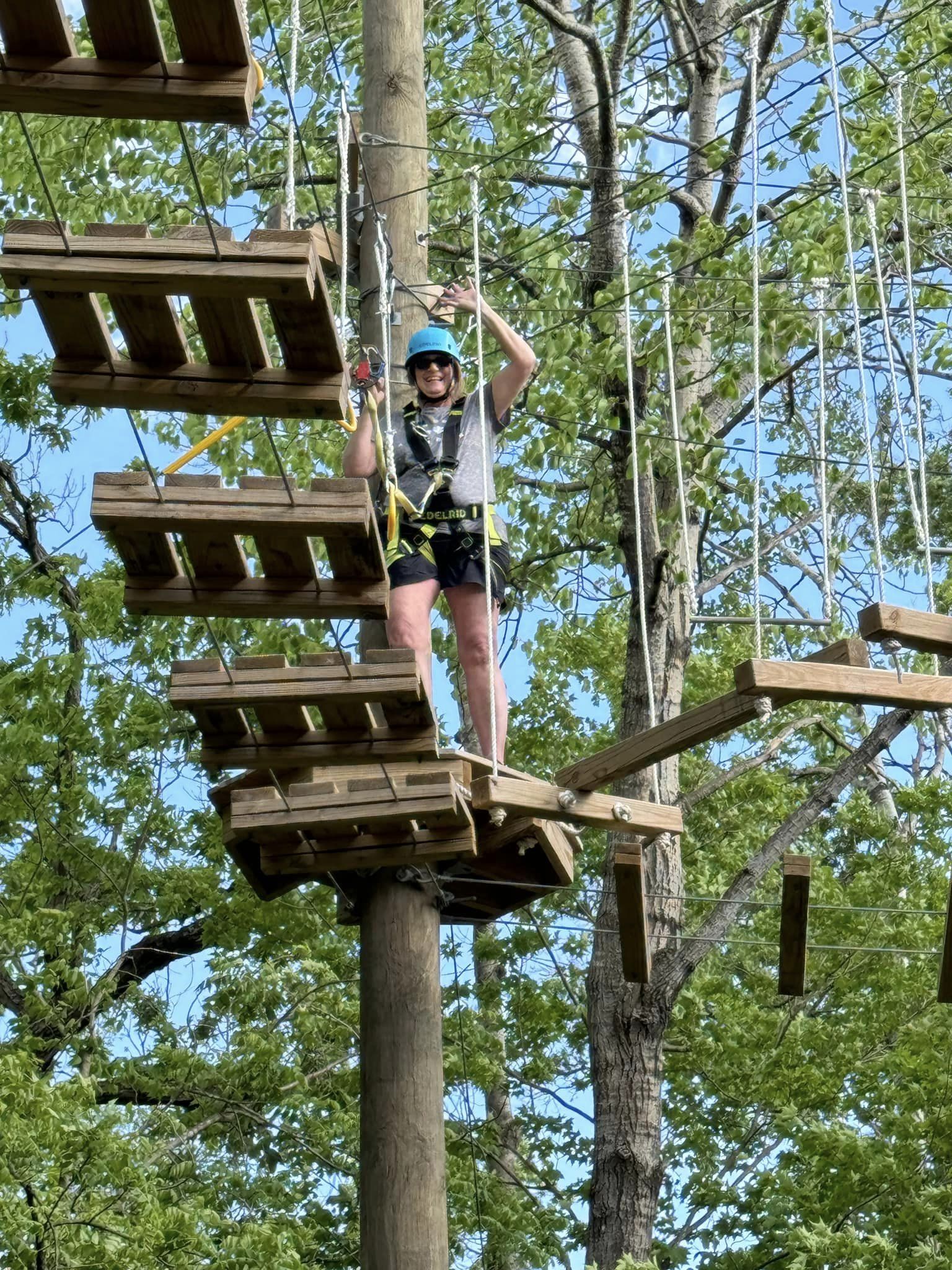 woman on high ropes course