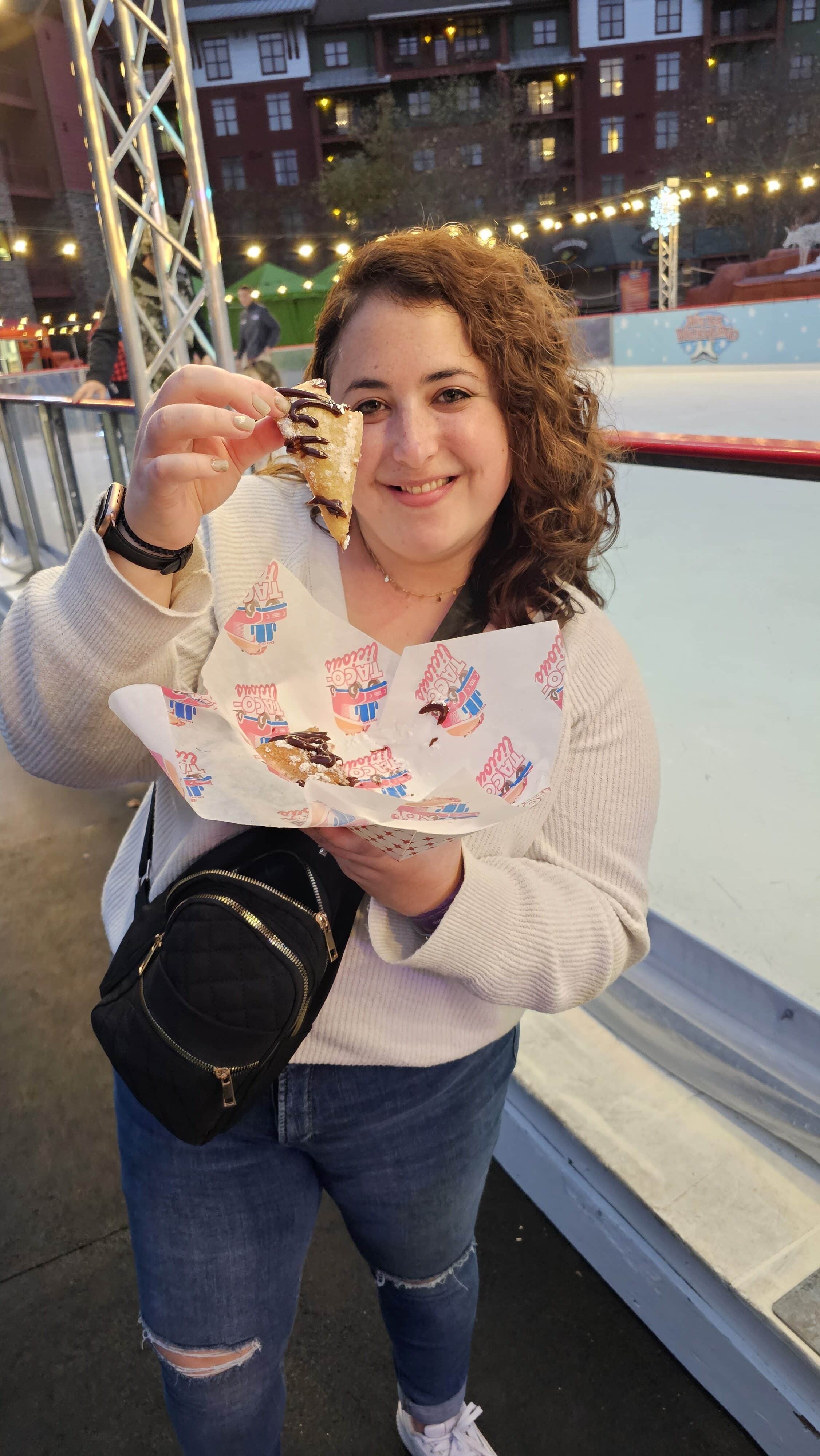 woman with fried pie