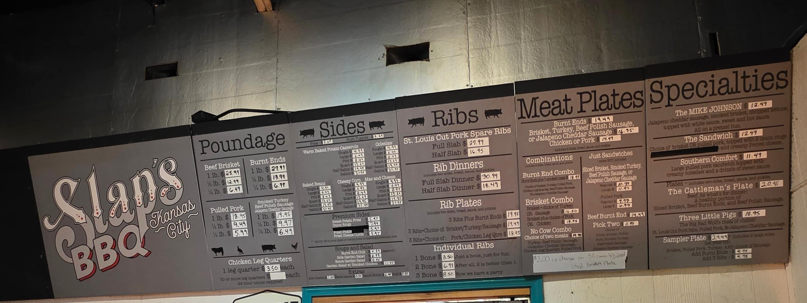 Slap's BBQ Menu