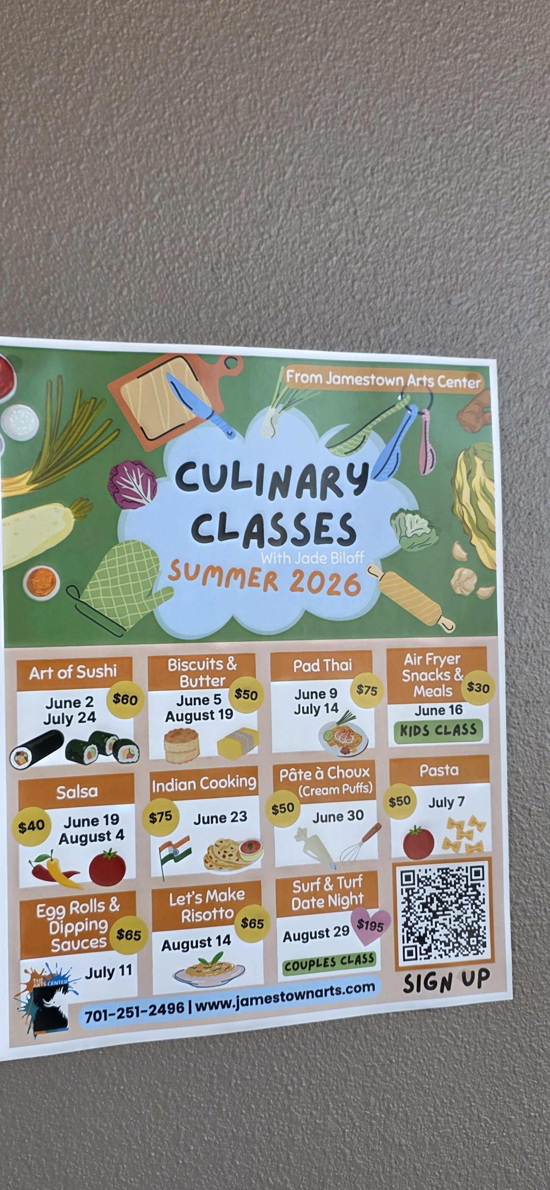 culinary classes Jamestown ND
