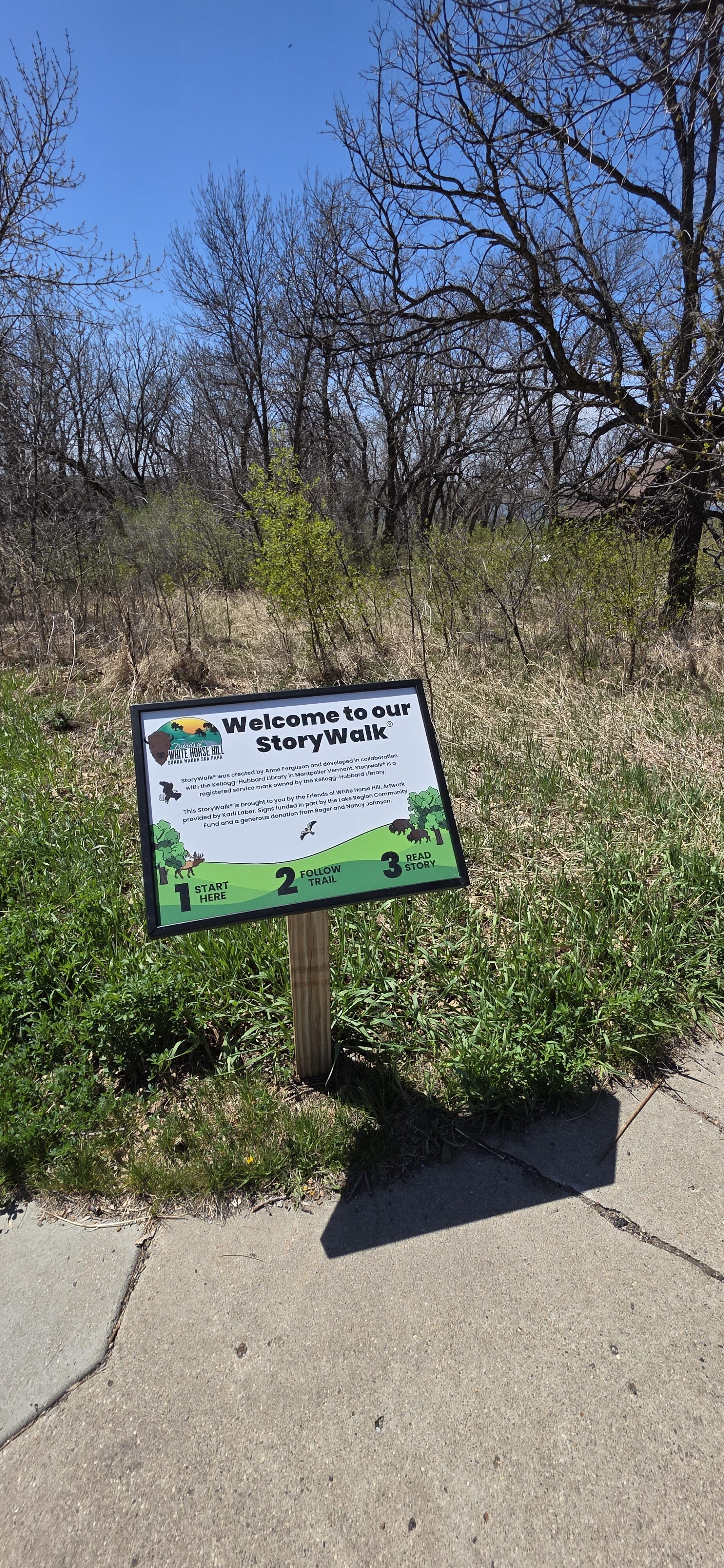 Story walk at White Horse Hill National Game Preserve in North Dakota