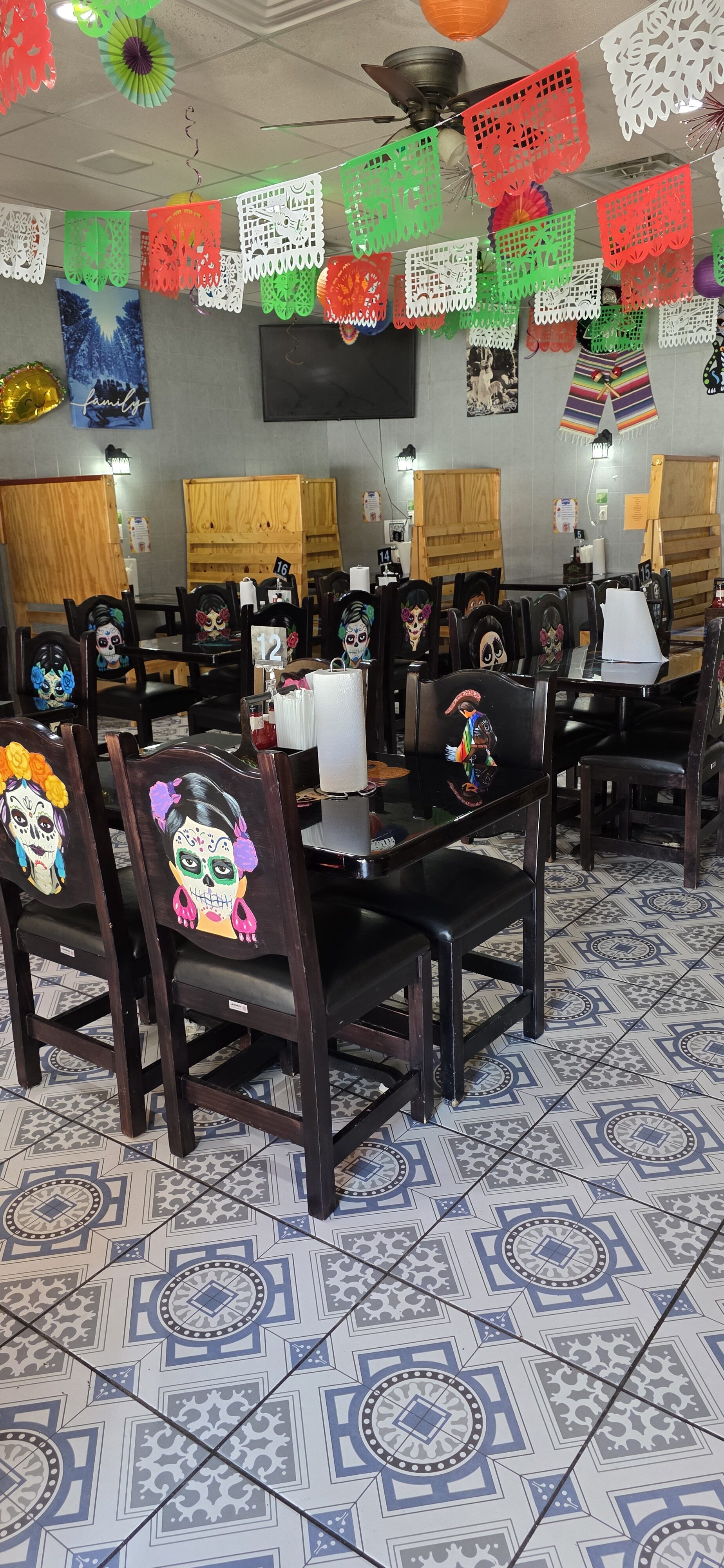 Indoor seating at Cielito Lindo Mexican Restaurant- Lake View, Iowa.