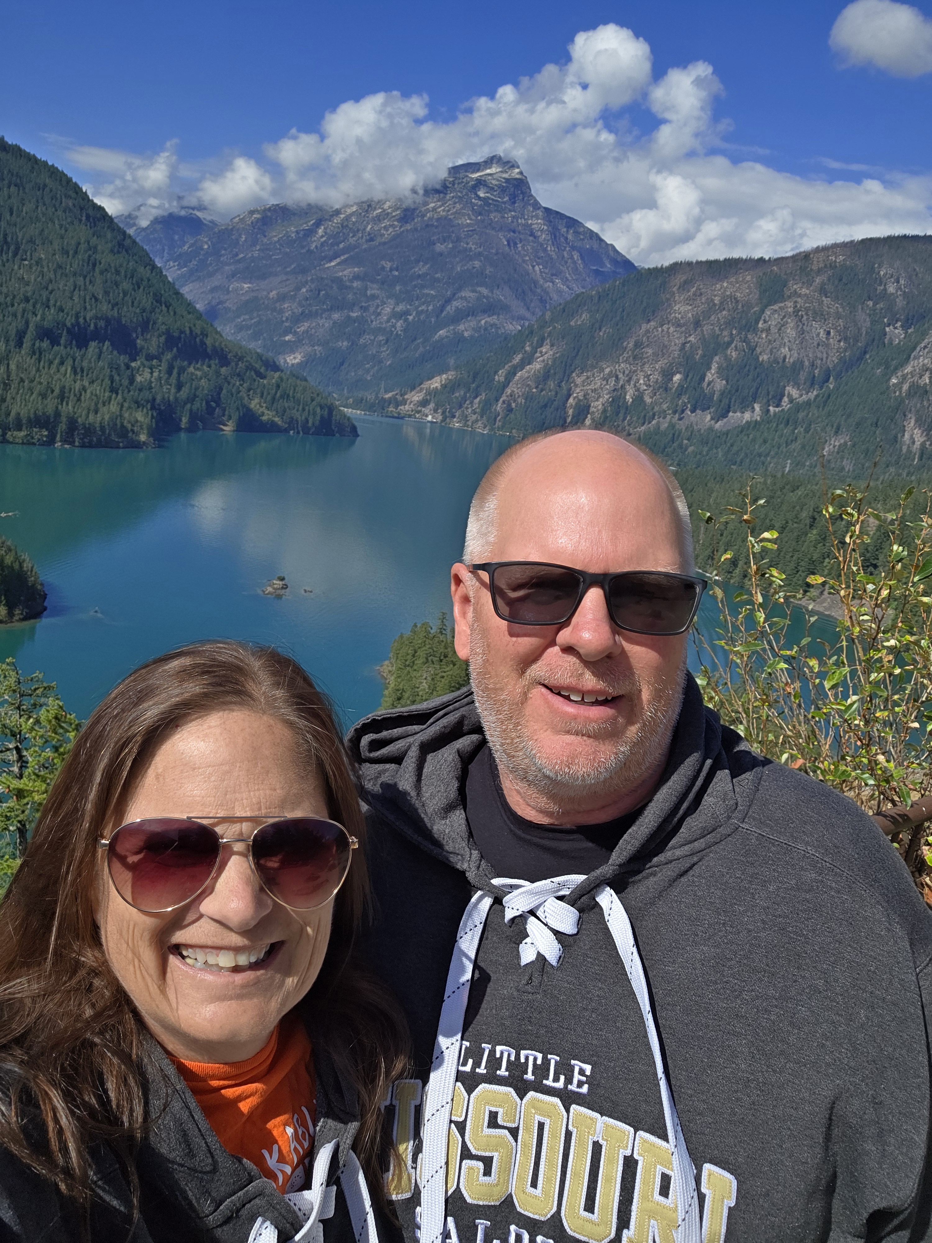 man and woman by lake in Washington State